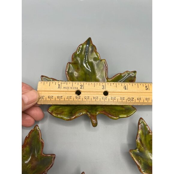 5 Ceramic Maple Leaf Decorative Nesting Accents Trinket Glazed Autumn Decor - Picture 2 of 8
